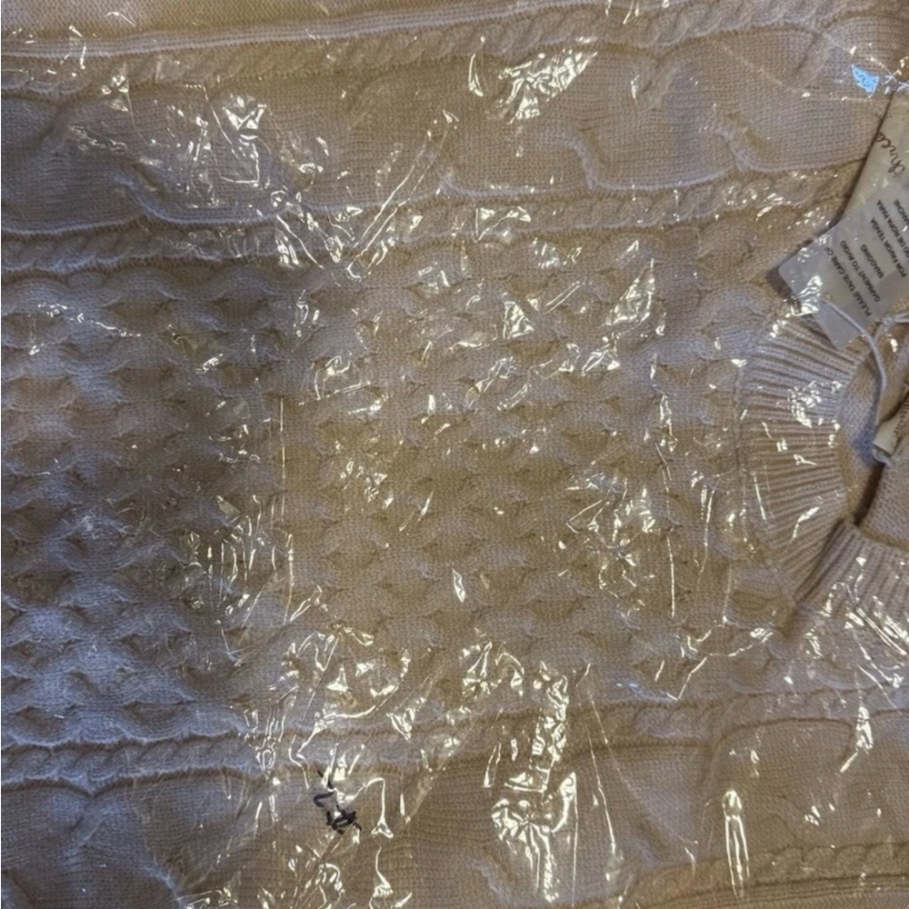 Hem & Thread long sleeve cable-knit pullover lace-up leather detail on sleeves - Picture 3 of 7